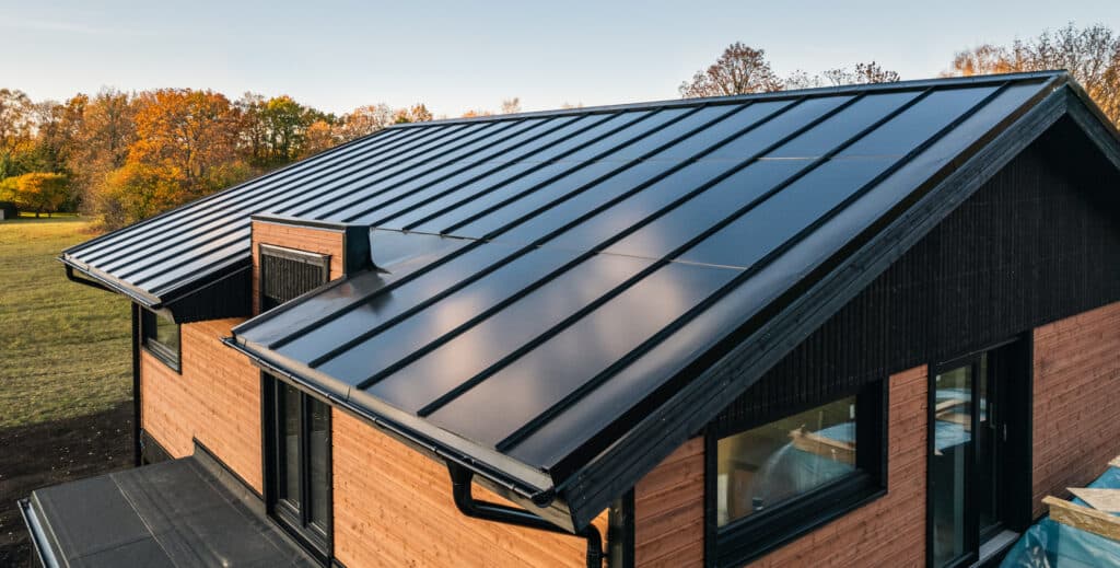 Roofit solar roof panels on house